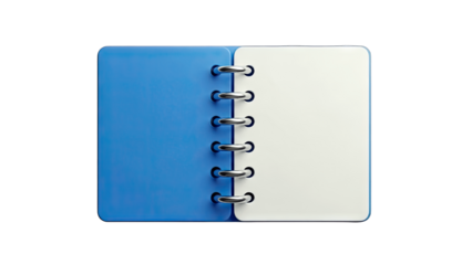 Open Blue Notebook on White Background