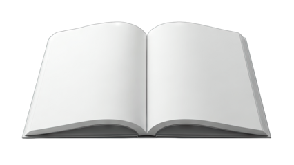 Open Book with Blank Pages on White Background