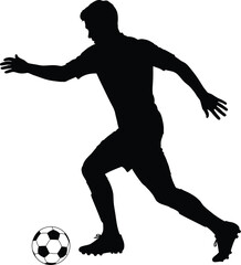Soccer Player Dribbling Ball Silhouette