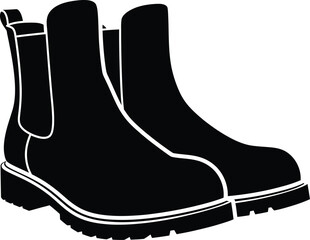 Black Winter Boots Flat Vector Icon