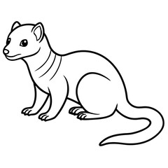 Dwarf Mongoose Line Art Vector Illustration on White Background