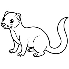Dwarf Mongoose Line Art Vector Illustration on White Background