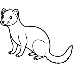Dwarf Mongoose Line Art Vector Illustration on White Background
