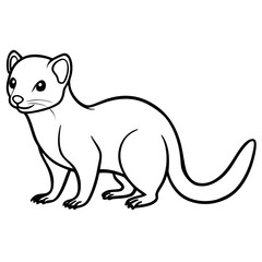 Dwarf Mongoose Line Art Vector Illustration on White Background