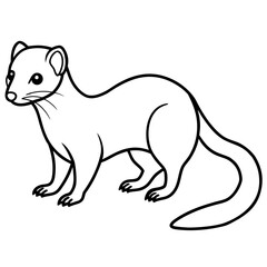 Dwarf Mongoose Line Art Vector Illustration on White Background