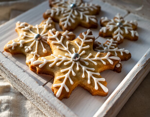 Biscuits de No&euml;l traditionnels en forme d'&eacute;toiles. Generated Image. 