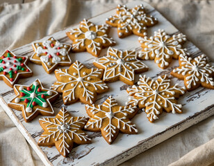 Biscuits de No&euml;l traditionnels en forme d'&eacute;toiles. Generated Image. 