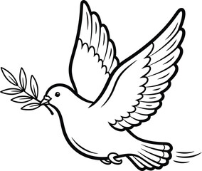 Obraz premium Peace Dove With Olive Branch Vector Illustration