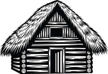 Wooden Log Cabin Rustic House Illustration