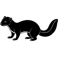 Dwarf Mongoose Silhouette Vector Illustration on White Background