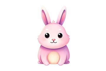 Fototapeta premium Easter Bunny Holding Colorful Egg Cute Cartoon Illustration