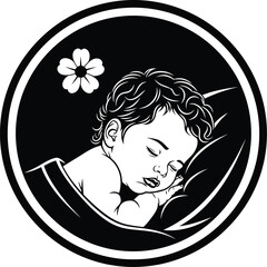 Sleeping Baby Peaceful Portrait Illustration