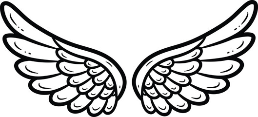 Angel Wings Outline Illustration