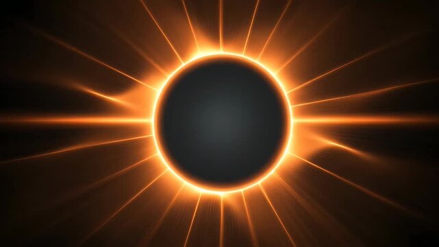 Abstract Orange Solar Eclipse with Coronal Glow and Light Rays