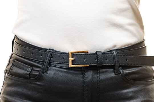 Woman wearing trouser with belt