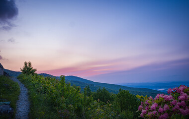 Beautiful sunrise in Grandfather Mountain in North Carolina