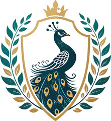 Fototapeta premium Elegant Peacock Logo Vector Design | Stylized Bird Silhouette with Decorative Feathers 