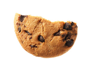 Piece of delicious chocolate chip cookie isolated on white