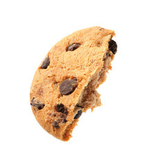 Piece of delicious chocolate chip cookie isolated on white