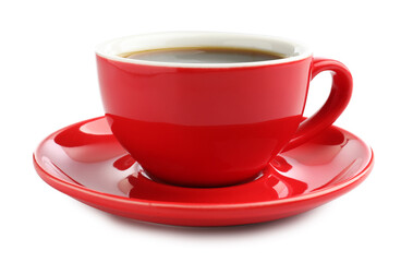 Aromatic coffee in cup isolated on white