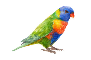 Obraz premium Colorful Rainbow Lorikeet hand drawn watercolor parrot