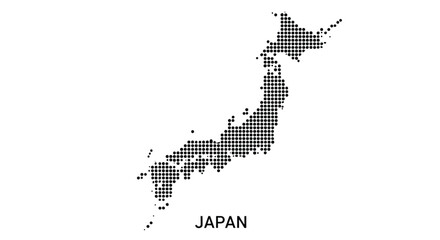 Map of Japan in a dot pattern, highlighting geography and location.