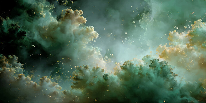 Underwater world loop view with fantasy nebula light and cosmos star texture