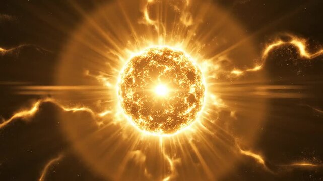 Abstract energy burst with golden veins and particles