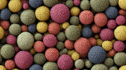 Colorful seamless pattern of round shapes on a flat surface