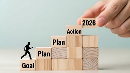 Business growth steps to success reaching new year 2026 goal