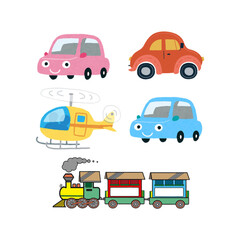 Cute Cartoon Vehicles Sticker Set Collection car 

