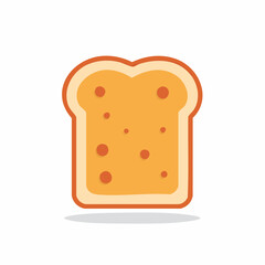 Cartoon slice of bread toast with butter vector illustration, food icon for bakery or breakfast menu
