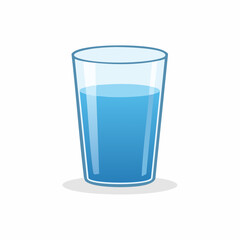 Simple Illustration of a Glass Filled With Fresh Blue Water Concept of Hydration and Refreshment