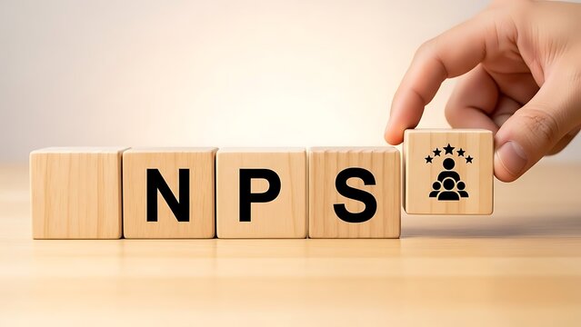 Net promoter score NPS customer satisfaction concept on blocks