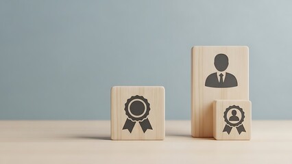 Wooden blocks representing employee and achievement awards