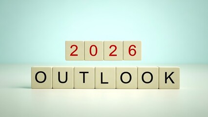 Year 2026 outlook concept with numerical and text blocks