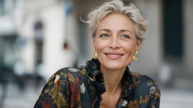 Long shot capturing dynamic spins and smiles in colorful attire &mdash; representing self-expression, happiness, partnership, and vibrant city lifestyle imagery for seniors. cinematic color correction,