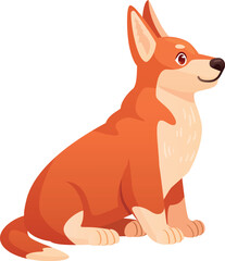 Cute corgi sit. Baby dog cartoon pose