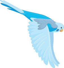 Obraz premium Flying parakeet. Bird with blue wings cartoon icon