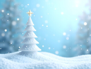 Minimal Winter Blue Snow Christmas Banner Background