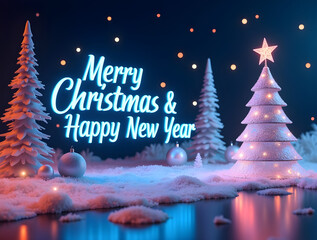 Futuristic Neon Christmas Holiday Banner Design