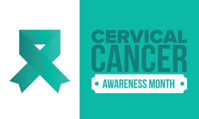 Cervical Cancer Awareness Month. Celebrate annual in January. Woman healthcare. Girl solidarity. Cancer prevention. Female disease. Medical healthcare concept. Poster, banner and background. Vector
