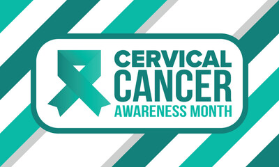 Cervical Cancer Awareness Month. Celebrate annual in January. Woman healthcare. Girl solidarity. Cancer prevention. Female disease. Medical healthcare concept. Poster, banner and background. Vector