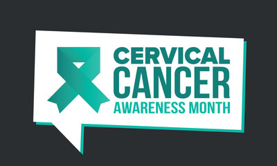 Cervical Cancer Awareness Month. Celebrate annual in January. Woman healthcare. Girl solidarity. Cancer prevention. Female disease. Medical healthcare concept. Poster, banner and background. Vector