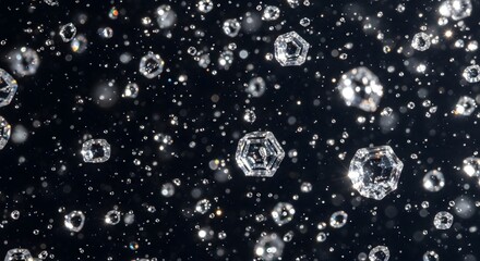 Close up of water droplets on a dark reflective surface