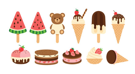 A collection of various ice cream treats including popsicles and cones.