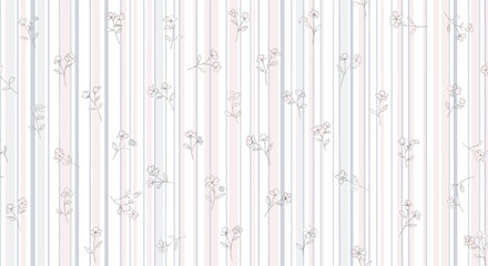 A repeating pattern with floral elements and vertical stripes.