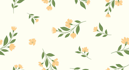 A repeating pattern of small flowers and leaves.