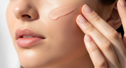 Obraz premium Applying beauty product to flawless glowing skin