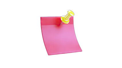 Pink Sticky Note Pinned with Yellow Push Pin on White Background